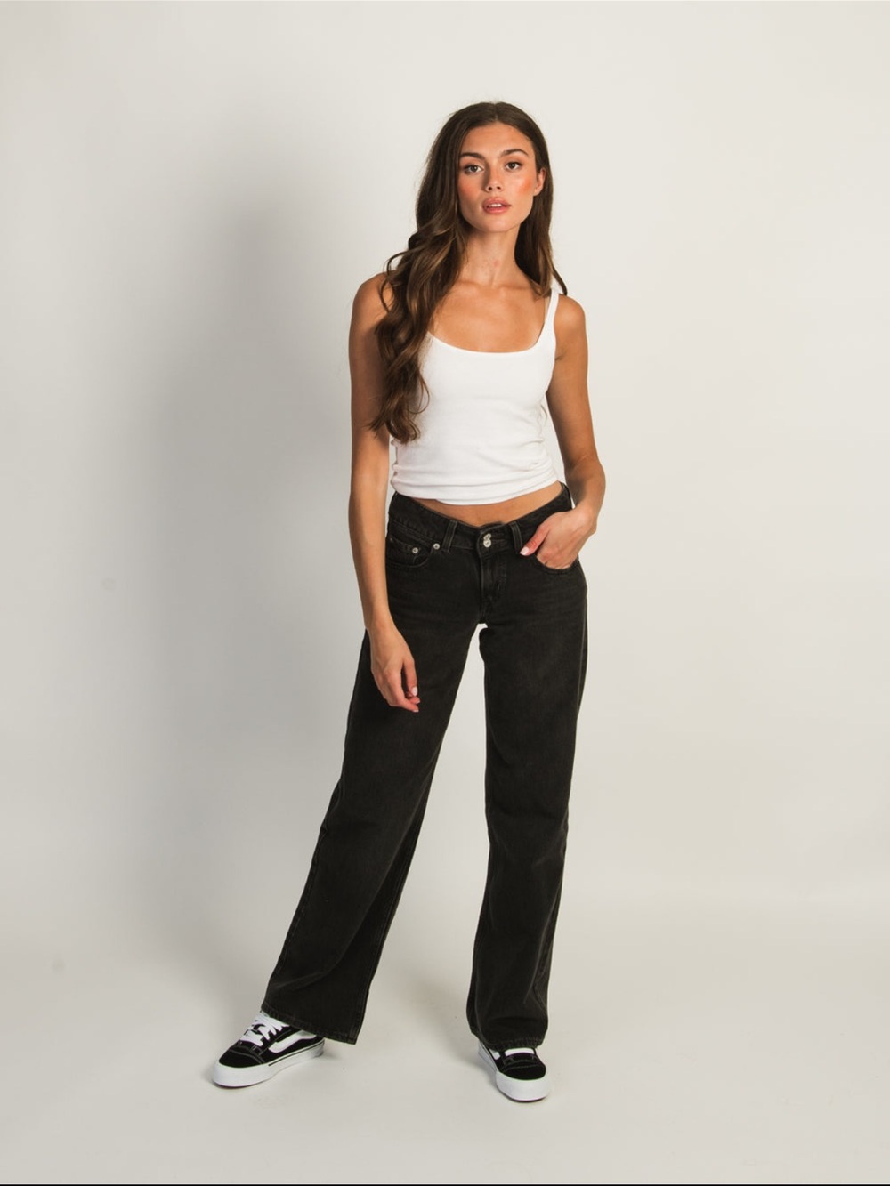 Levi's super low rise black wash relaxed Wide-Leg Jeans women’s 25x32 - Picture 6 of 8